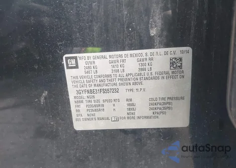 2015 Cadillac Srx Luxury Collection z USA, uszkodzony, nr VIN 3GYFNBE31FS557232